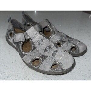 Earth Origins Womens Sandals Shoes Camby 7.5M Strap Suede Grey Gray Comfortable